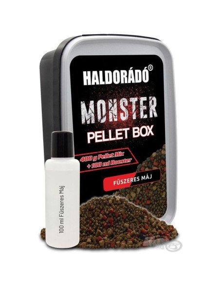 Haldorado MONSTER Pellet Box Spicy Liver inkl. Liquid Profi Edition-Köder-JJ-Fishing