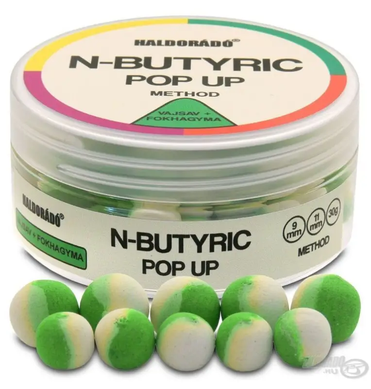 Haldorado N-Butyric Pop Up Method N-Butyric Acid Knoblauch 9-11mm Boilie Hochntensiev Duo Collor Method Feeder-Köder-JJ-Fishing
