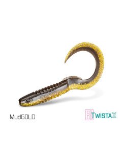 Delphin TwistaX Eeltail MUDGOLD 15cm UV Active Twister Eal 5 Stk. Gummifisch Spinnköder-Bait-JJ-Fishing