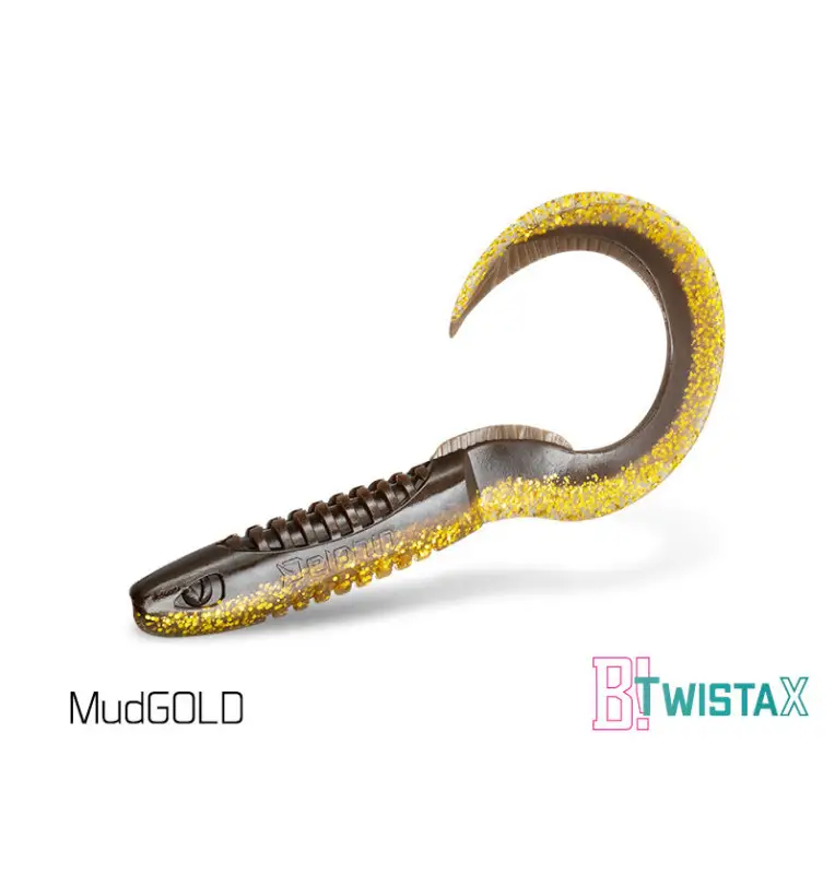 Delphin TwistaX Eeltail MUDGOLD 15cm UV Active Twister Eal 5 Stk. Gummifisch Spinnköder-Köder-JJ-Fishing