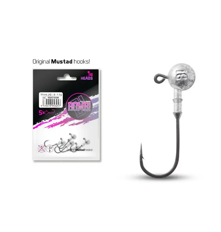 Delphin BOMB! Jig Kopf 60g 8/0 3 Stk. Mustad Hook Extra Robust-Endtackle-JJ-Fishing