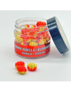 Traper Fluo Duo Color Maggot 8mm Vanille Bloodworm 25g UV Active-Köder-JJ-Fishing