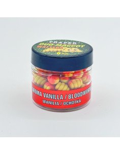 Traper Fluo Duo Color Maggot 8mm Vanille Bloodworm 25g UV Active-Köder-JJ-Fishing 2