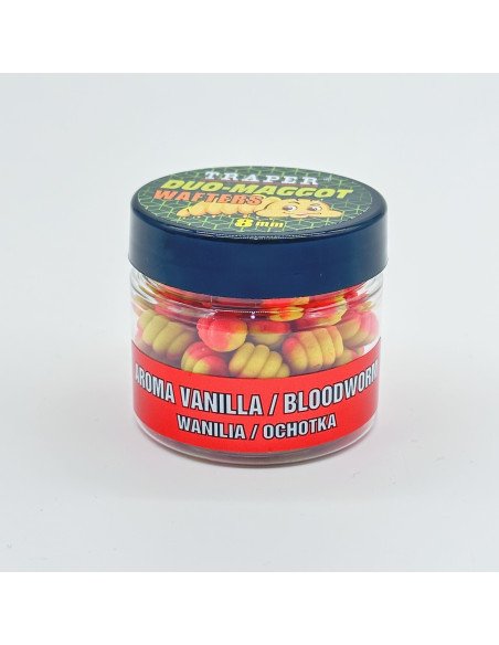 Traper Fluo Duo Color Maggot 8mm Vanille Bloodworm 25g UV Active-Köder-JJ-Fishing