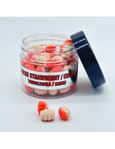 Traper Fluo Duo Color Maggot 8mm Strawberry Cream 25g UV Active-Köder-JJ-Fishing