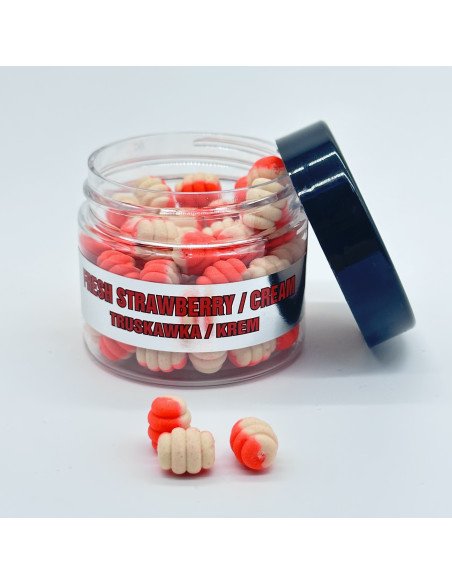 Traper Fluo Duo Color Maggot 8mm Strawberry Cream 25g UV Active-Köder-JJ-Fishing