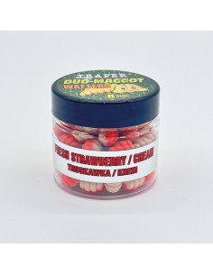 Traper Fluo Duo Color Maggot 8mm Strawberry Cream 25g UV Active-Bait-JJ-Fishing 2