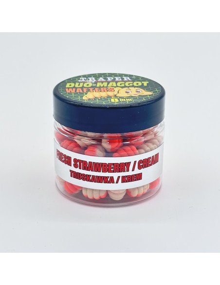 Traper Fluo Duo Color Maggot 8mm Strawberry Cream 25g UV Active-Köder-JJ-Fishing