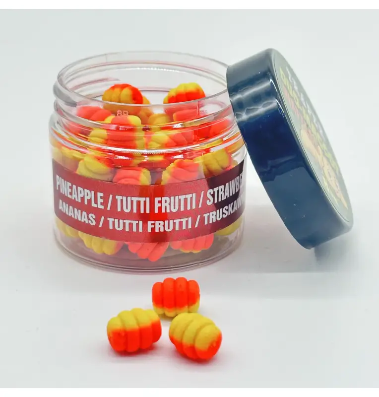 Traper Fluo Duo Color Maggot 8mm Ananas & Tutti-Frutti & Erdbeere 25g UV Active-Köder-JJ-Fishing