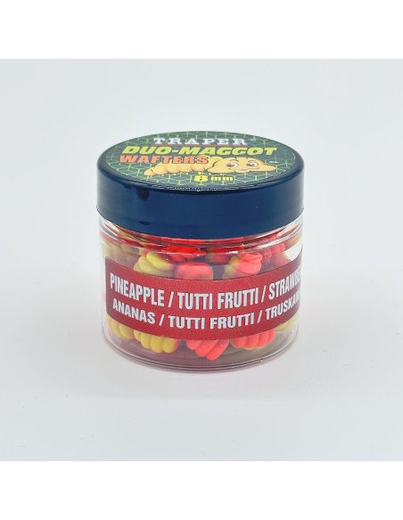 Traper Fluo Duo Color Maggot 8mm Ananas Tutti Frutti 25g UV Active-Bait-JJ-Fishing
