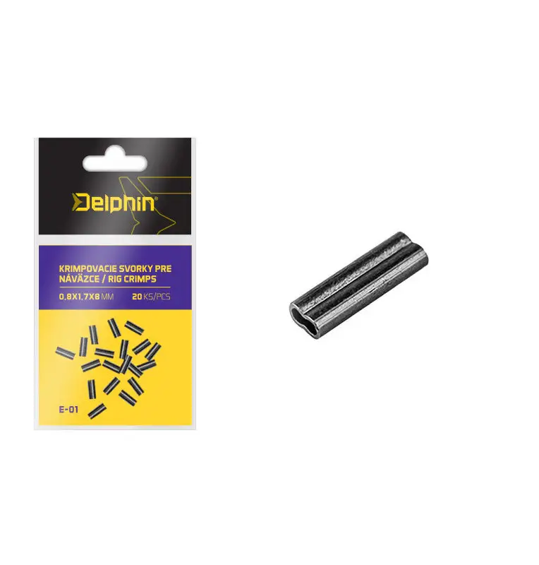 Delphin Rig Crimps 0,7x1,5x6mm Doppel Klemmhülsen 20 Stück Quetschhülsen-Endtackle-JJ-Fishing
