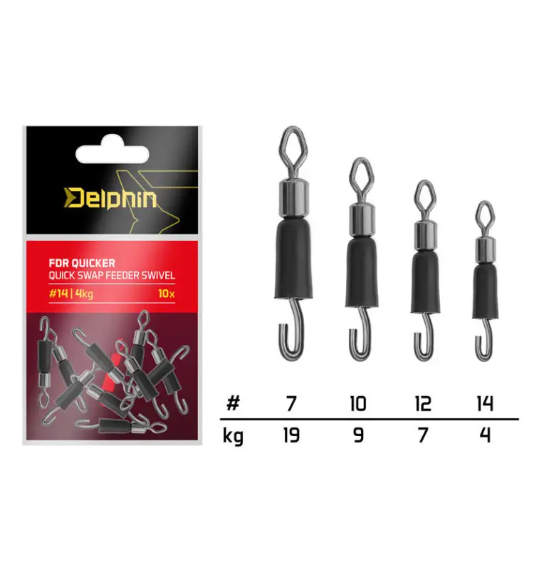 Delphin FDR Quicker Größe 12 Quick-Swap Wirbel mit Gummiband 10 Stk. Tragkraft 10kg-Endtackle-JJ-Fishing