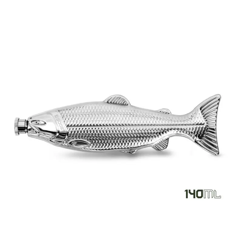 Delphin BOOST Edelstahl-Flachmann 140ml Getränkebehälter Fischform Fishing-Angelzubehör-JJ-Fishing