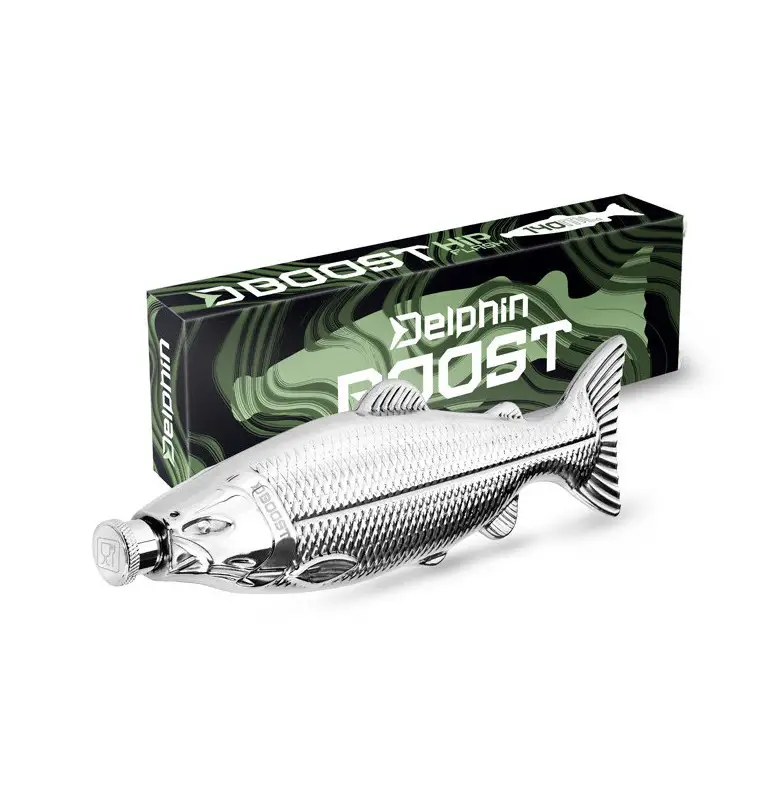 Delphin BOOST Edelstahl-Flachmann 140ml Getränkebehälter Fischform Fishing-Angelzubehör-JJ-Fishing