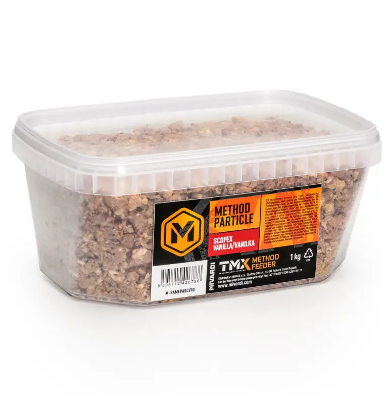 Mivardi Method Particle 1Kg Scopex & Vanille Feeder Futter Ready to Go Vorgefeuchtetes Angelfutter-Köder-JJ-Fishing