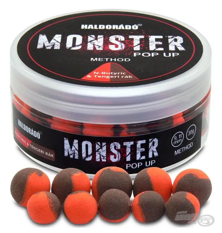 Haldorado MONSTER Pop Up Method - N-Butyric Acid & Krabbe 9-11mm Boilie Hochntensiev Duo Collor Method Feeder-Köder-JJ-Fishing