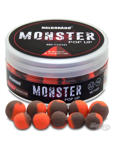 Haldorado MONSTER Pop Up Method - N-Butyric Acid & Krabbe 9-11mm Boilie Hochntensiev Duo Collor Method Feeder-Köder-JJ-Fishing