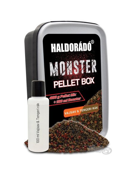 Haldorado MONSTER Pellet Box N-Butyric Acid & Krabbe inkl. Liquid Profi Edition-Köder-JJ-Fishing