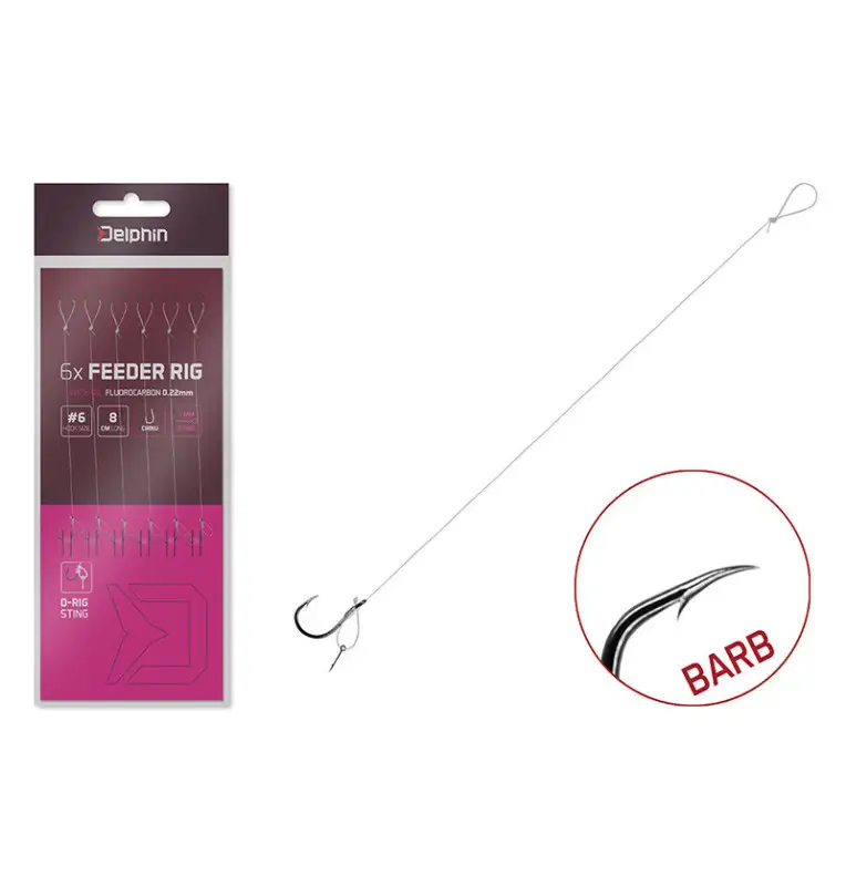 Delphin FLR D-Rig Sting 7mm Größe 6 8cm 0,22mm BARB Method Feeder Vorfächer-Endtackle-JJ-Fishing