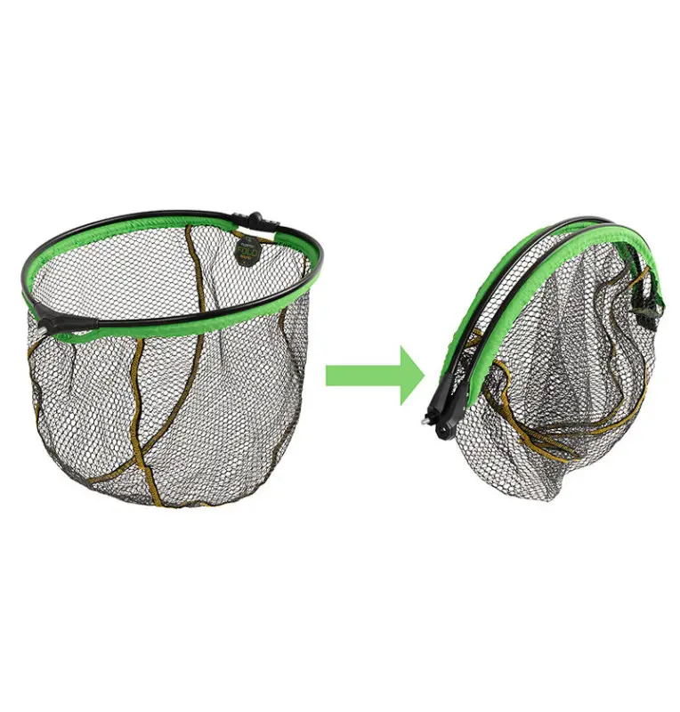 Delphin REAXE 80x70cm FloateR FoldROUND Gummierter Method Feeder Kescher Faltbar Rund Kescherkopf Schwimmend Extra Robust-Tac...