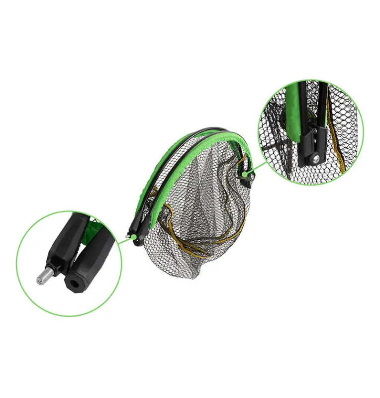 Delphin REAXE 70x60cm FloateR FoldROUND Gummierter Method Feeder Kescher Faltbar Rund Kescherkopf Schwimmend Extra Robust-Tac...