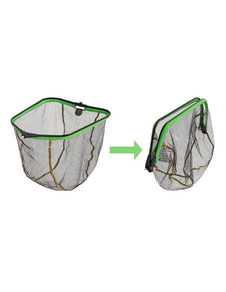 Delphin REAXE 70x60cm FloateR FoldCUBE Gummierter Method Feeder Kescher Faltbar Quadratisch Kescherkopf Schwimmend Extra Robu...