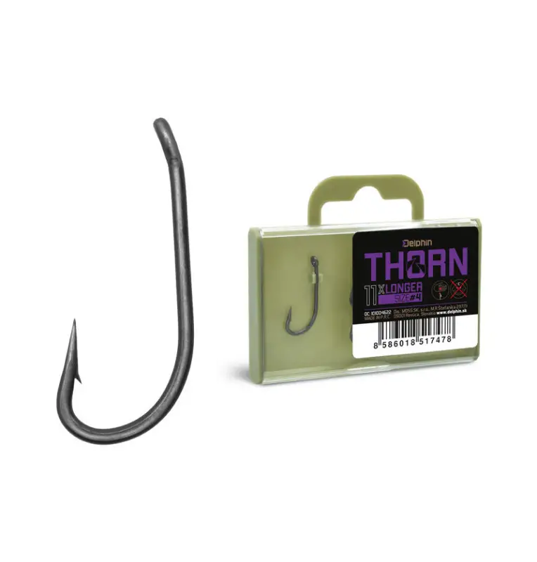Delphin Thorn Longer Longshank Hooks Größe 8 Barbed 11 Stk. Angelhaken extra scharf mit Transportbox-Endtackle-JJ-Fishing