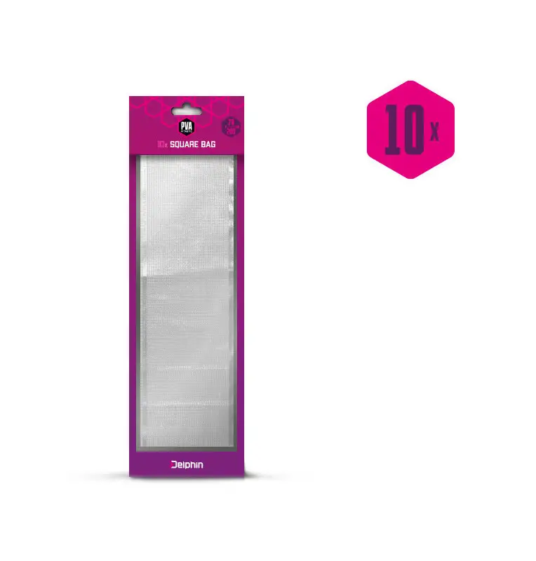 Delphin PVA N'Tastic 200x70mm PVA Säcke Eckig Perforiert 10 Stk. Wasserlöslich-Endtackle-JJ-Fishing