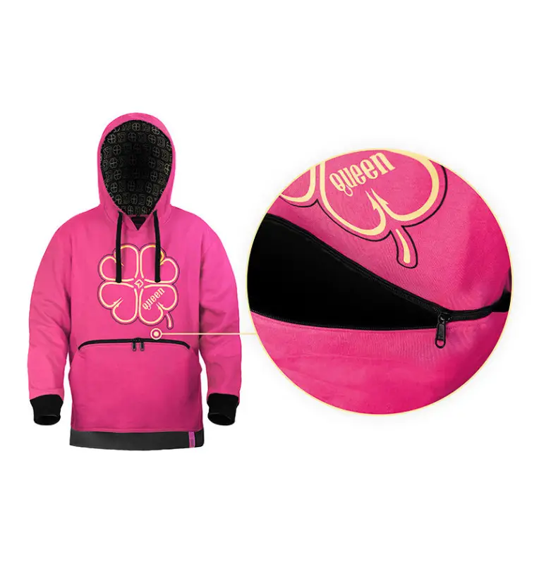 Delphin QUEEN 4Love L Kapuzenpullover Pink Frauen Angelgewand Hoodie-Bekleidung-JJ-Fishing