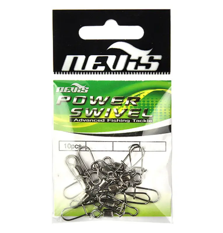 Nevis Karabiner Wirbel Größe 6 Drehclip 21kg 10 Stück-Swivels-JJ-Fishing