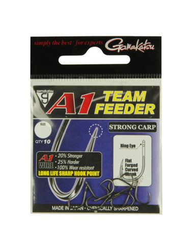 Gamakatsu A1 Team Feeder Strong Carp Hook 10 Stück Size 10 Made in Japan Method Feeder Angelhaken-Hook & Co-JJ-Fishing