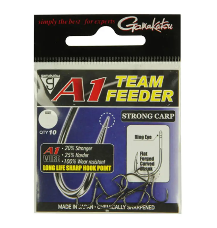 Gamakatsu A1 Team Feeder Strong Carp Hooks 10 Stück Size 6 Made in Japan Method Feeder Angelhaken-Hook & Co-JJ-Fishing