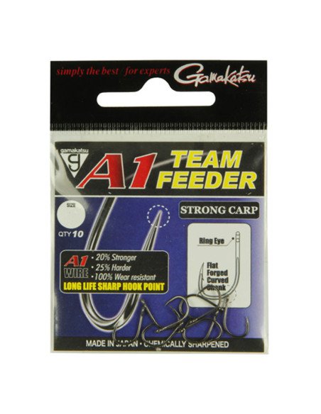 Gamakatsu A1 Team Feeder Strong Carp Hooks 10 Stück Size 6 Made in Japan Method Feeder Angelhaken-Hook & Co-JJ-Fishing