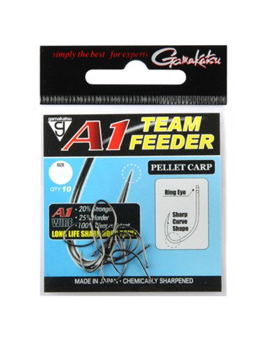 Gamakatsu A1 Team Feeder Pellet Carp Hooks 10 Stück Size 10 Made in Japan Method Feeder Angelhaken-Hook & Co-JJ-Fishing