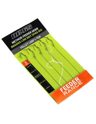 Nevis Premium Method Feeder Bait Spike Rig Size 10 Länge 8,5cm Geflochten 0,12mm 5Stk. End Tackle-Pre-Compartments-JJ-Fishing
