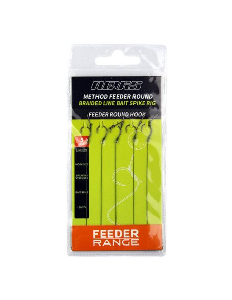 Nevis Premium Method Feeder Bait Spike Rig Size 8 Länge 8,5cm Geflochten 0,14mm 5Stk. End Tackle-Pre-Compartments-JJ-Fishing