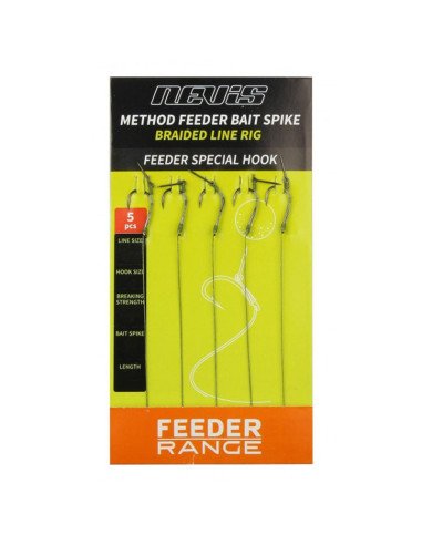 Nevis Method Feeder Bait Spike Rig 5 Stück Länge 8,5cm Feeder Special Hook Size 8 Barbed Vorfach-Vorfächer-JJ-Fishing