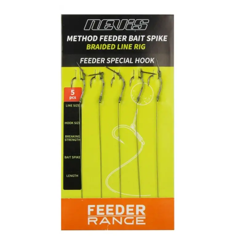 Nevis Method Feeder Bait Spike Rig 5 Stück Länge 8,5cm Feeder Special Hook Size 10 Barbed Vorfach-Vorfächer-JJ-Fishing