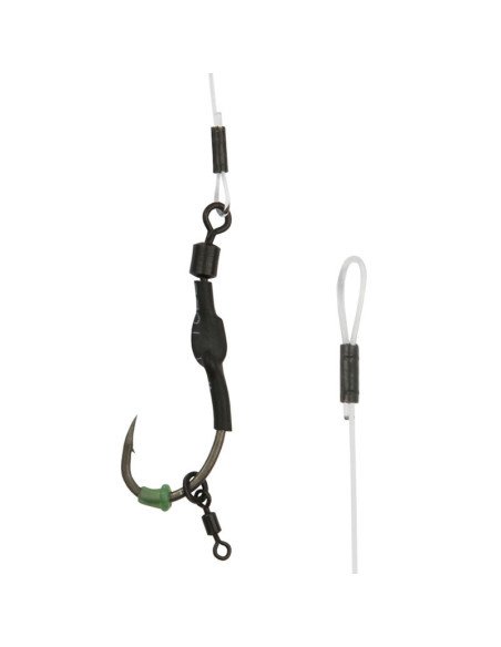 Carp Academy Fat Crank Spinner Rig 1 Stück Länge 14cm 25lb Size 2 Barbed Fluorocarbon Vorfach-Vorfächer-JJ-Fishing