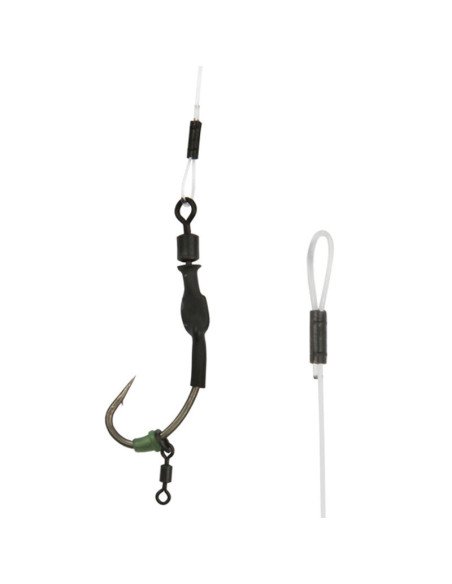 Carp Academy Curved Shank Spinner Rig 1 Stück 14cm Länge 25lb Size 6 Barbed Fluorocarbon Vorfach-Vorfächer-JJ-Fishing