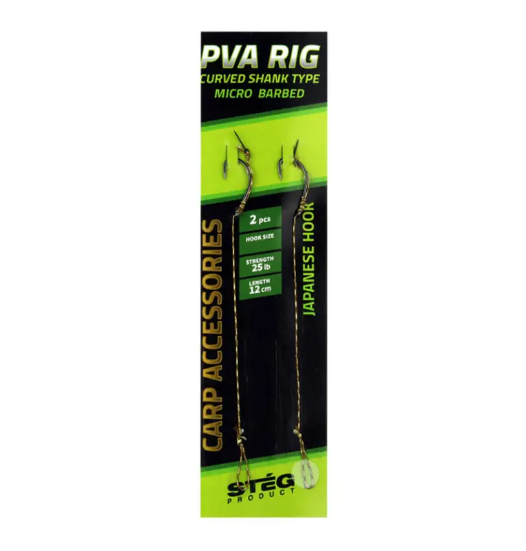 Steg Curved Shank PVA Rig 2 Stück Länge 12cm 25lb Size 8 Micro Barbed Vorfach mit Bayonet-Vorfächer-JJ-Fishing