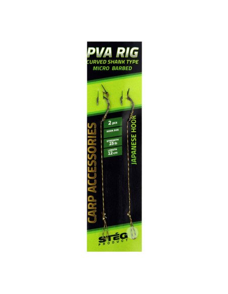Steg Curved Shank PVA Rig 2 Stück Länge 12cm 25lb Size 4 Micro Barbed Vorfach mit Bayonet-Vorfächer-JJ-Fishing