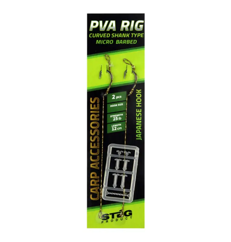 Carp Academy PVA Boilie Rig Size 6 Curved Shank Länge 12cm 25lb Geflochten mit Boilie Stopper End Tackle-Pre-Compartments-JJ-...