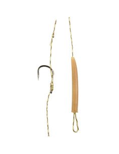 Carp Academy Basic Rig 2 Stück Länge 25cm 25lb Size 6 Barbless Vorfach mit Boilie Stopper-Vorfächer-JJ-Fishing
