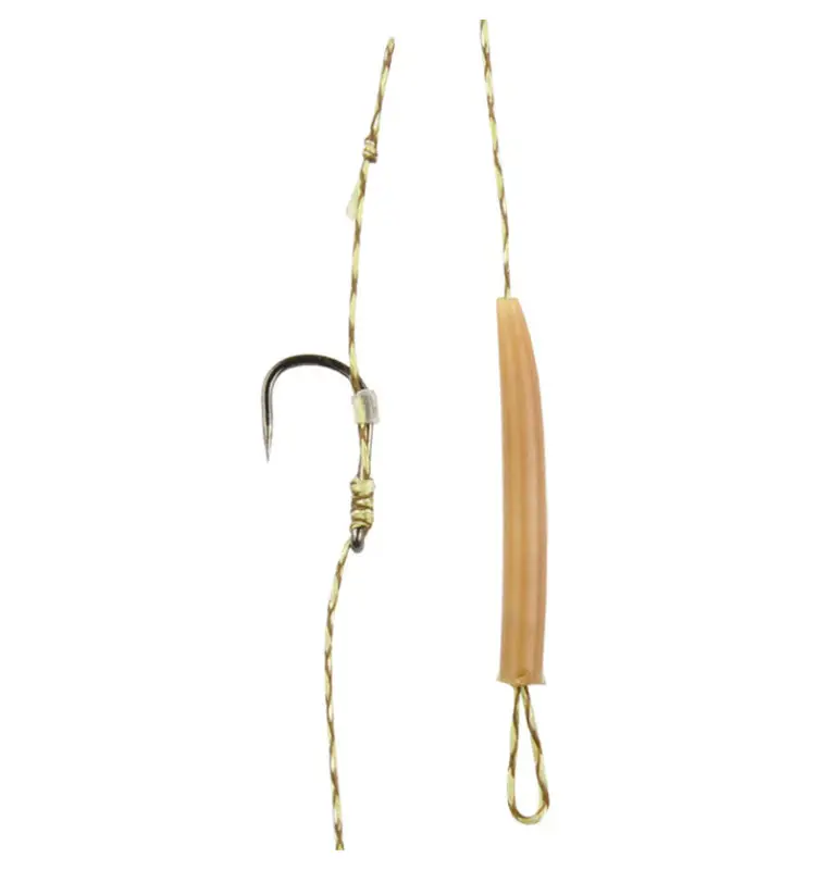 Carp Academy Basic Rig 2 Stück Länge 25cm 25lb Size 4 Barbless Vorfach mit Boilie Stopper-Vorfächer-JJ-Fishing