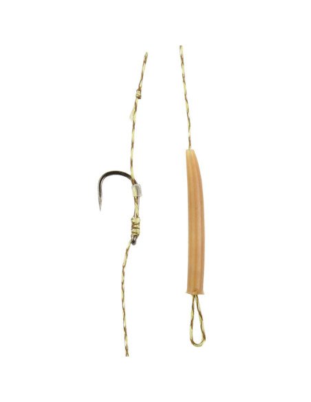 Carp Academy Basic Rig 2 Stück Länge 25cm 25lb Size 4 Barbless Vorfach mit Boilie Stopper-Vorfächer-JJ-Fishing