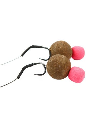 Carp Academy Snowman Teflon Rig 2 Stück Länge 21cm 25lb Size 6 Barbed Vorfach mit Boilie Stopper-Vorfächer-JJ-Fishing