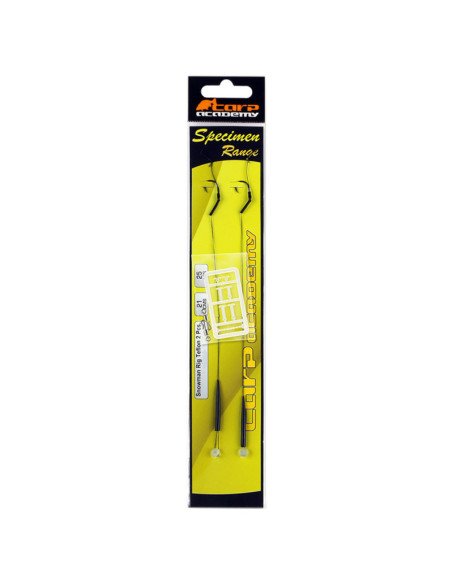 Carp Academy Snowman Teflon Rig 2 Stück Länge 21cm 25lb Size 6 Barbed Vorfach mit Boilie Stopper-Vorfächer-JJ-Fishing