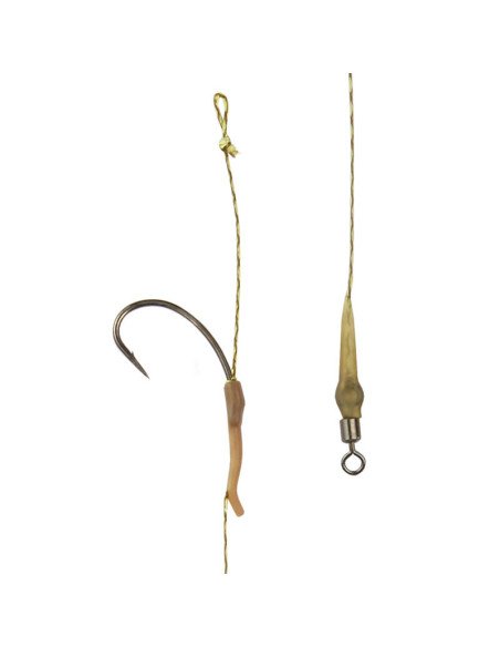 Carp Academy Curved Shank Teflon Aligner Rig 1 Stück Länge 23cm 25lb Size 4 Barbed Vorfach mit Wirbel-Vorfächer-JJ-Fishing