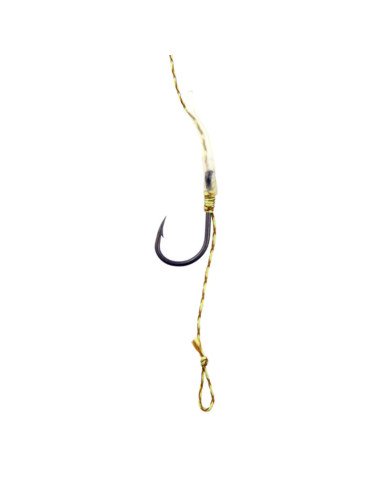 Carp Academy Hair Aligner Rig 1 Stück Länge 23cm 25lb Size 2 Barbed Vorfach mit Wirbel und Boilie Stoppern-Vorfächer-JJ-Fishing